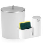 Conjunto Veroluxo dispenser de detergente e lixeira 5 litros na cor branco com prata.