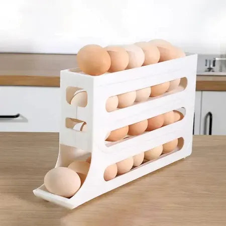 Suporte Organizador de Ovos Deslizante para Geladeira – Capacidade até 25 Ovos